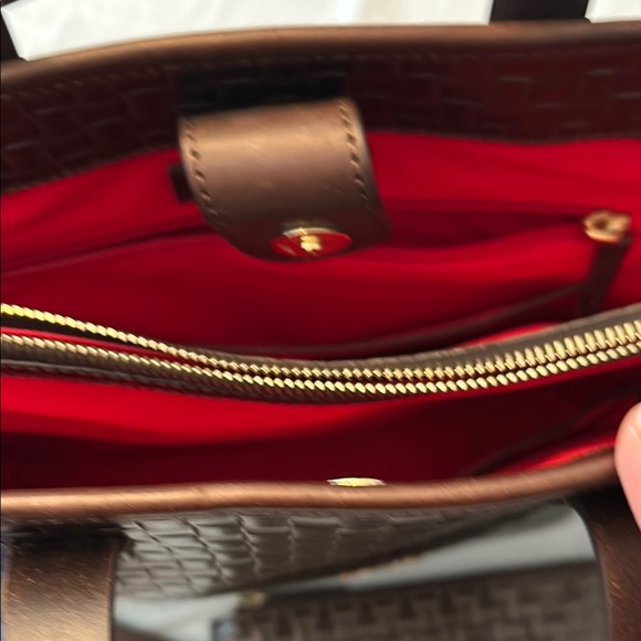 Dooney & Bourke Brown Woven Leather Tote Bag - Picture 9 of 10